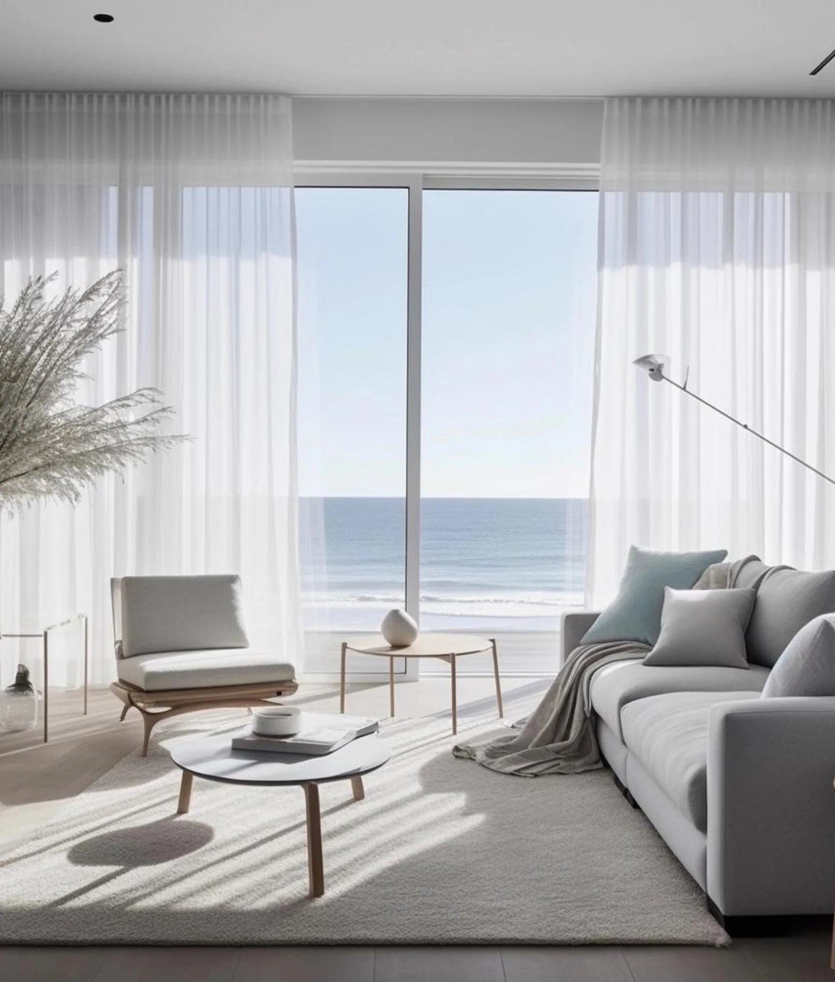 Sheer curtains in a bright living room