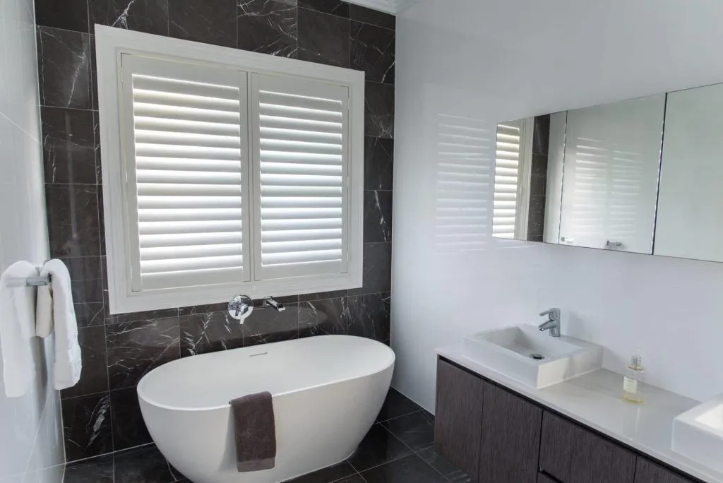 PVC plantation shutters in a bathroom