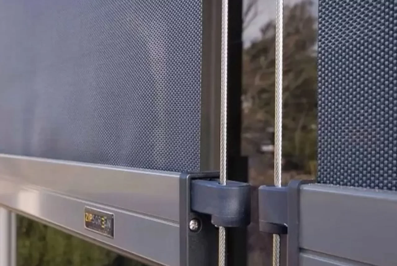 Close-up of a straight drop blind bottom rail