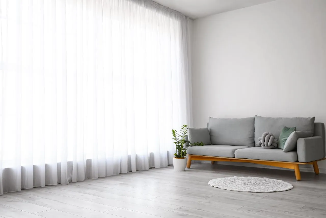 Sheer curtains in a living room