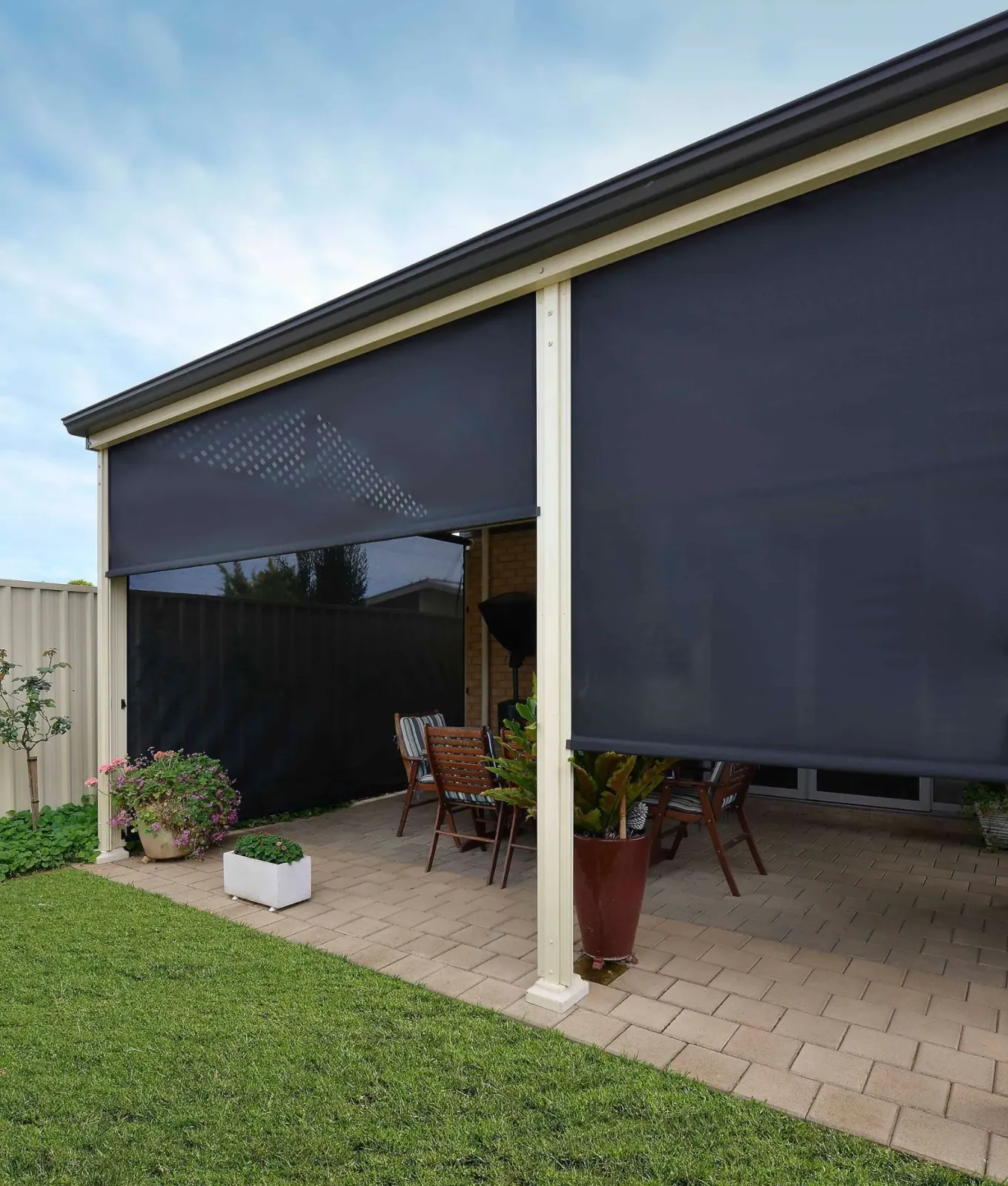 Ziptrak outdoor blinds enclosing a verandah in Adelaide
