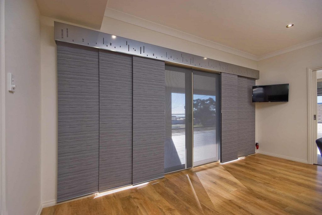 Stanbond SA - Blinds Adelaide - Image of modern grey panel glide blinds