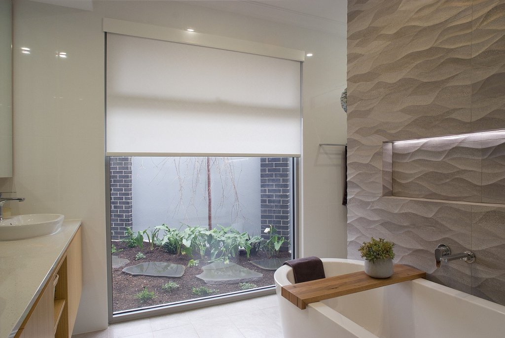 Stan Bond SA - Blinds Adelaide - Image of off white Ziptrak bathroom blinds